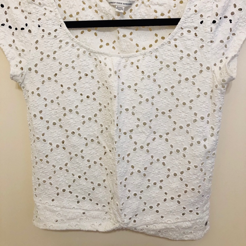 White Lace Semi-Crop Top